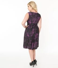 Black & Purple Celestial Swing Dress -New Dress Store black purple celestial swing dress 324980