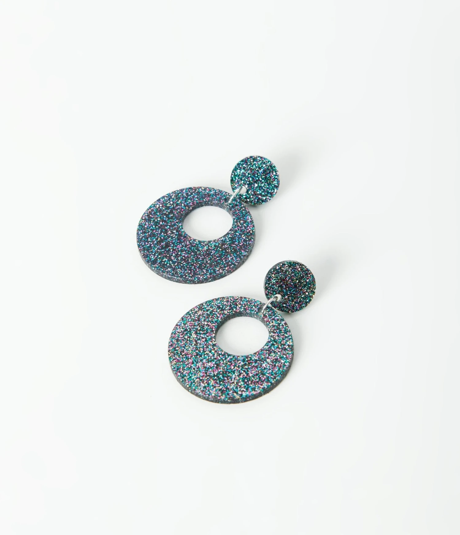 Black & Rainbow Glitter Acrylic Go Go Earrings 2 Black & Rainbow Glitter Acrylic Go Go Earrings - Image 2