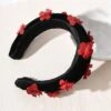 Black & Red 3D Floral Padded Headband