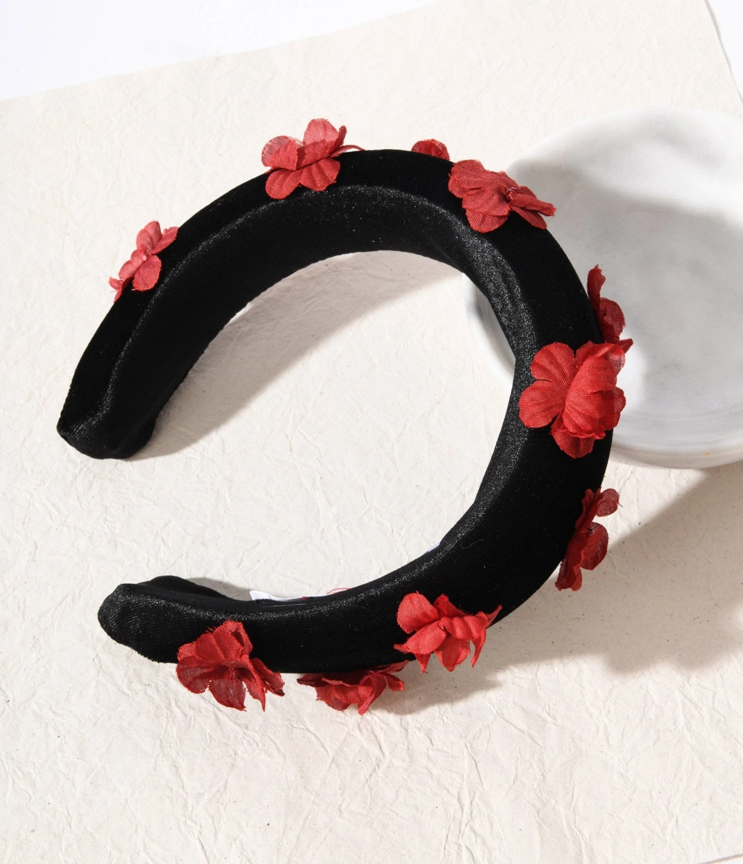 Black & Red 3D Floral Padded Headband 1 Black & Red 3D Floral Padded Headband