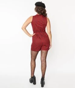 Black & Red Buffalo Check Romper 5 Black & Red Buffalo Check Romper -New Dress Store black red buffalo check romper 389216