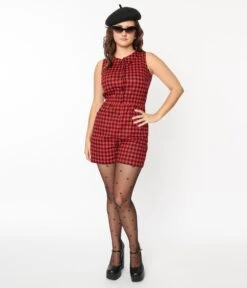 Black & Red Buffalo Check Romper