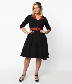 Black & Red Leopard Accent Lynette Swing Dress -New Dress Store black red leopard accent lynette swing dress 150695