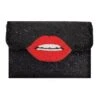 Black & Red Lips Beaded Clutch
