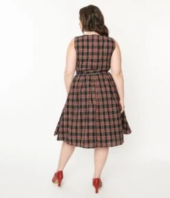 Black & Red Plaid Annie Swing Dress -New Dress Store black red plaid annie swing dress 997928