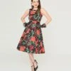 Black & Red Poinsettia Swing Dress