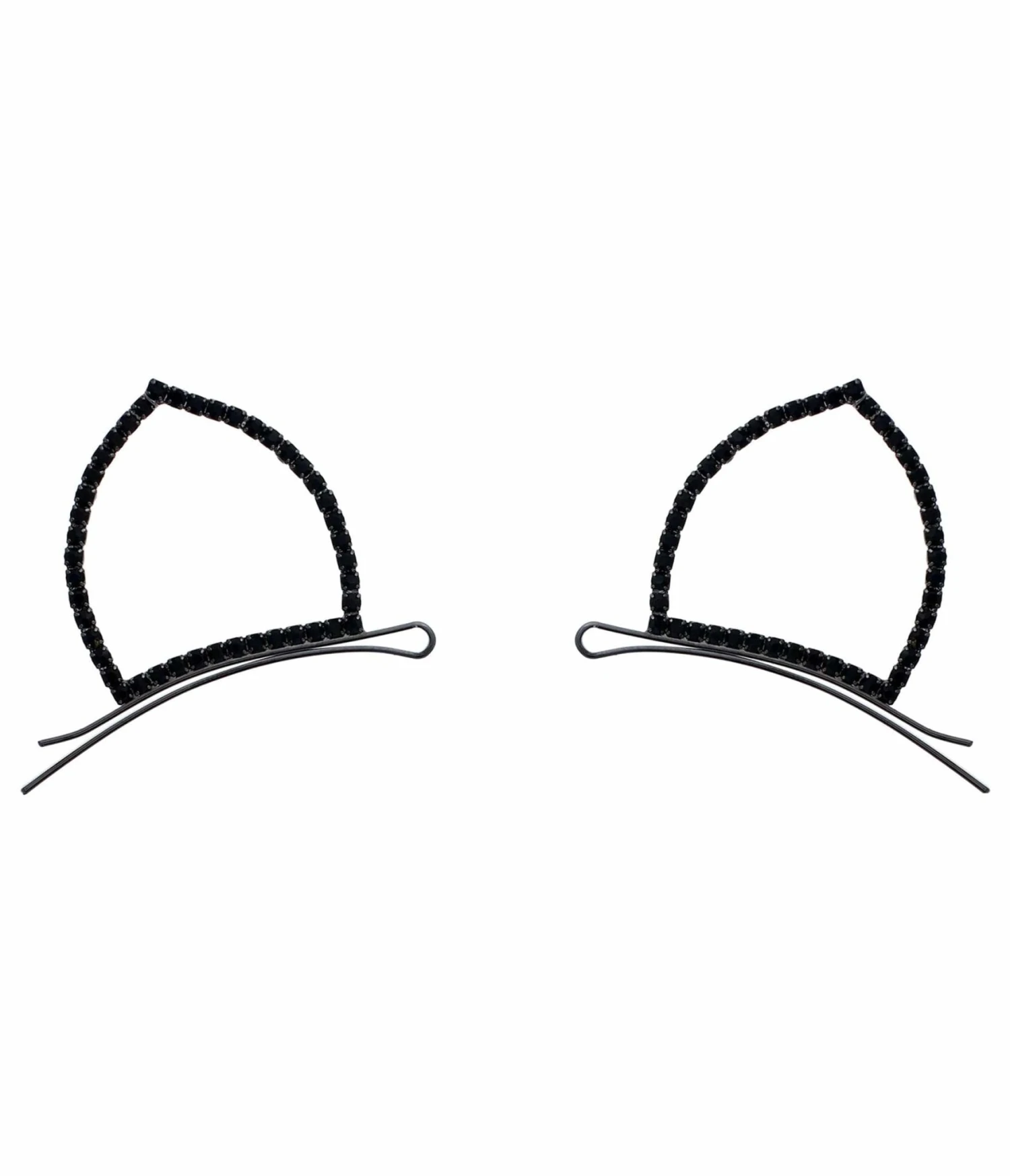 Black Rhinestone Cat Ear Bobby Pins 1 Black Rhinestone Cat Ear Bobby Pins