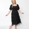 Black Ruffled Tiered Midi Dress