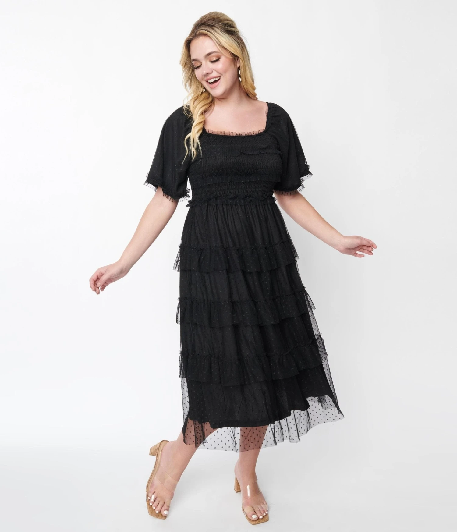 Black Ruffled Tiered Midi Dress 1 Black Ruffled Tiered Midi Dress
