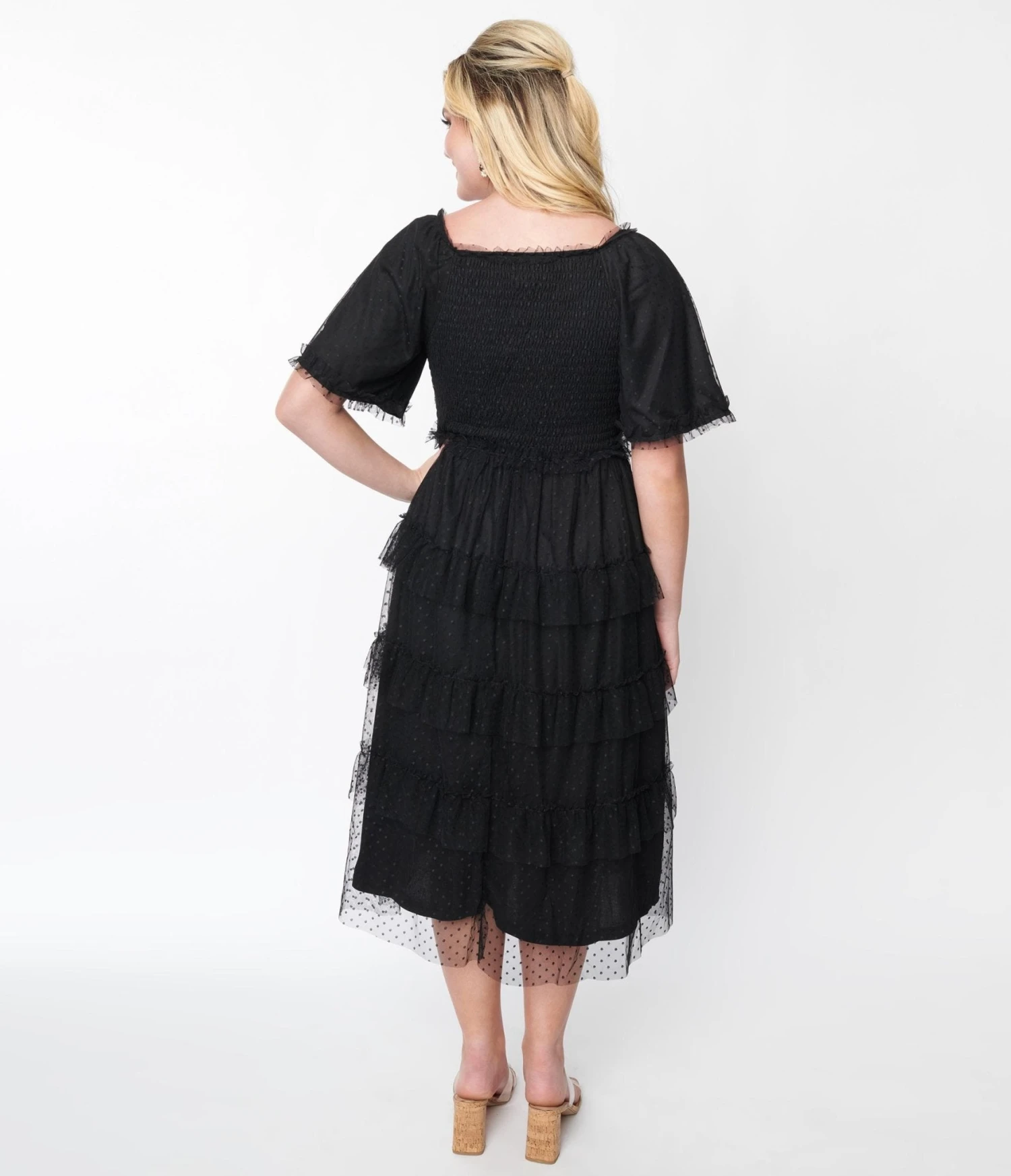 Black Ruffled Tiered Midi Dress 2 Black Ruffled Tiered Midi Dress - Image 2
