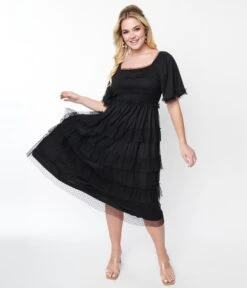 Black Ruffled Tiered Midi Dress 8 Black Ruffled Tiered Midi Dress -New Dress Store black ruffled tiered midi dress 339771