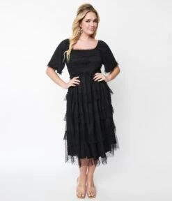 Black Ruffled Tiered Midi Dress 9 Black Ruffled Tiered Midi Dress -New Dress Store black ruffled tiered midi dress 376302