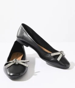 Black & Silver Rhinestone Bow Ballerina Flats -New Dress Store black silver rhinestone bow ballerina flats 705571