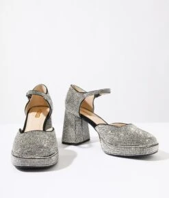 Black & Silver Rhinestone Mary Jane Heels