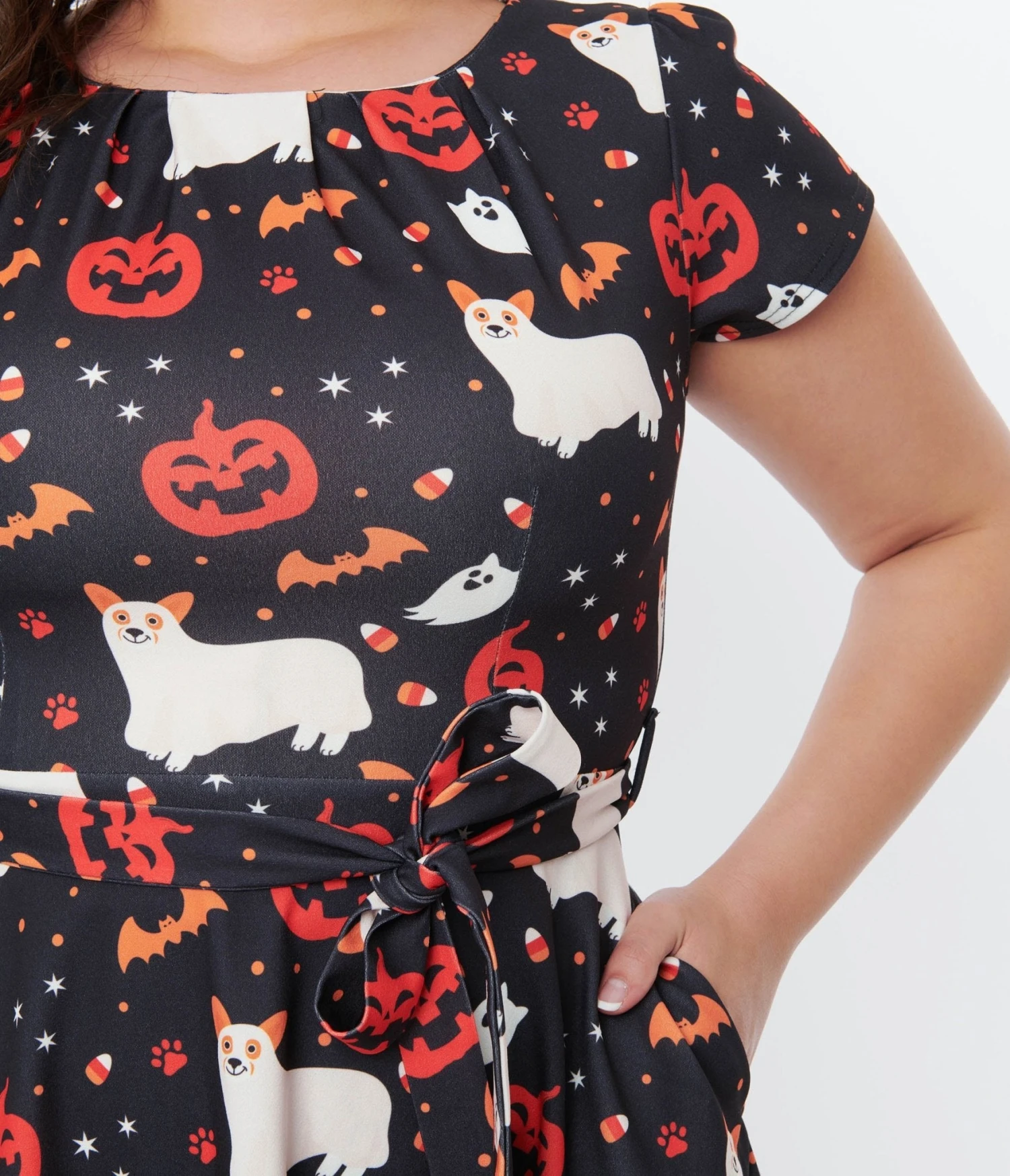 Black & Spooky Ghost Dog Flare Dress 2 Black & Spooky Ghost Dog Flare Dress - Image 2
