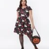 Black & Spooky Ghost Dog Flare Dress