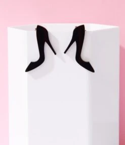 Black Stiletto Stud Earrings