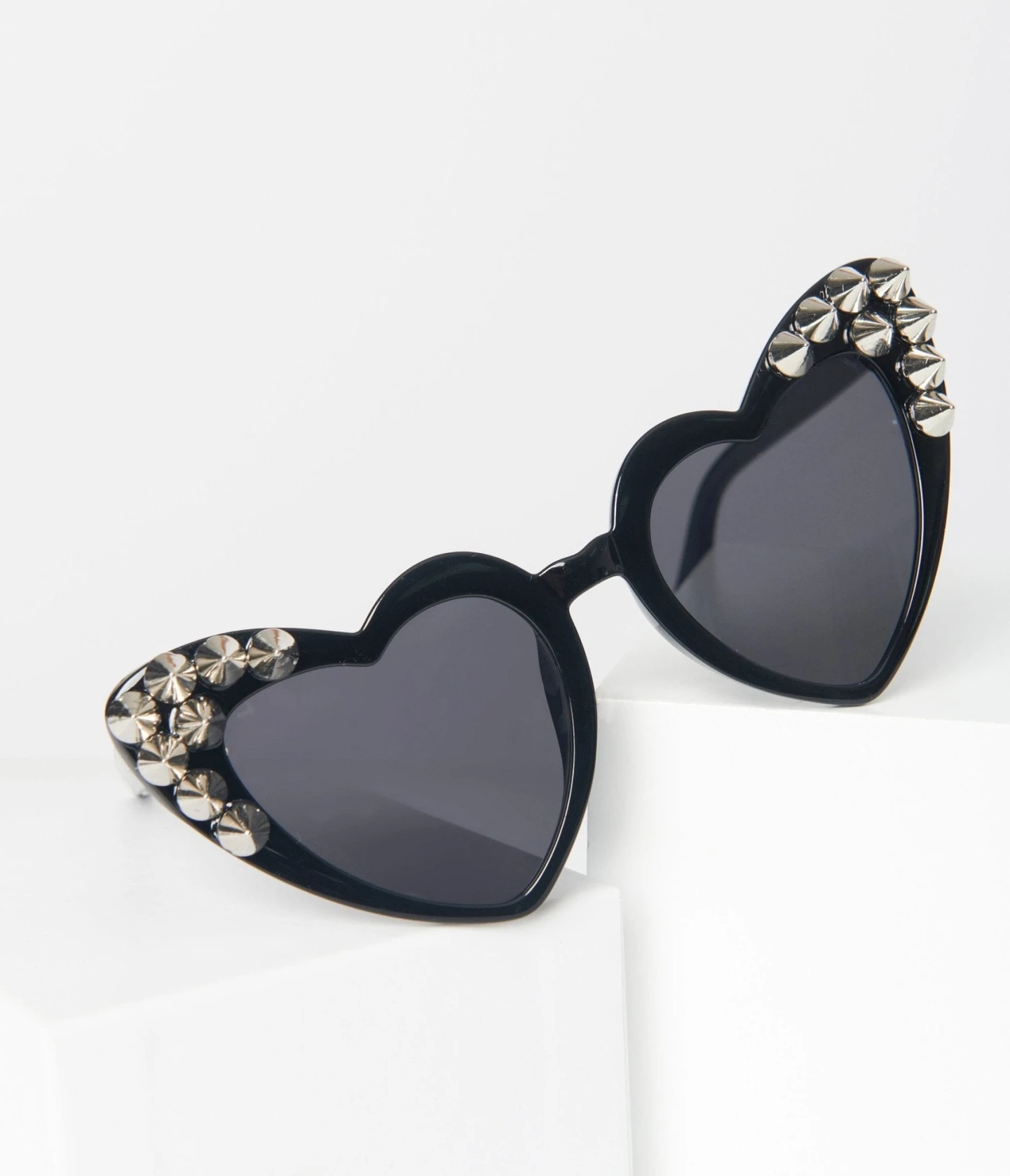 Black Studded Cat Eye Heart Sunglasses 3 Black Studded Cat Eye Heart Sunglasses - Image 3