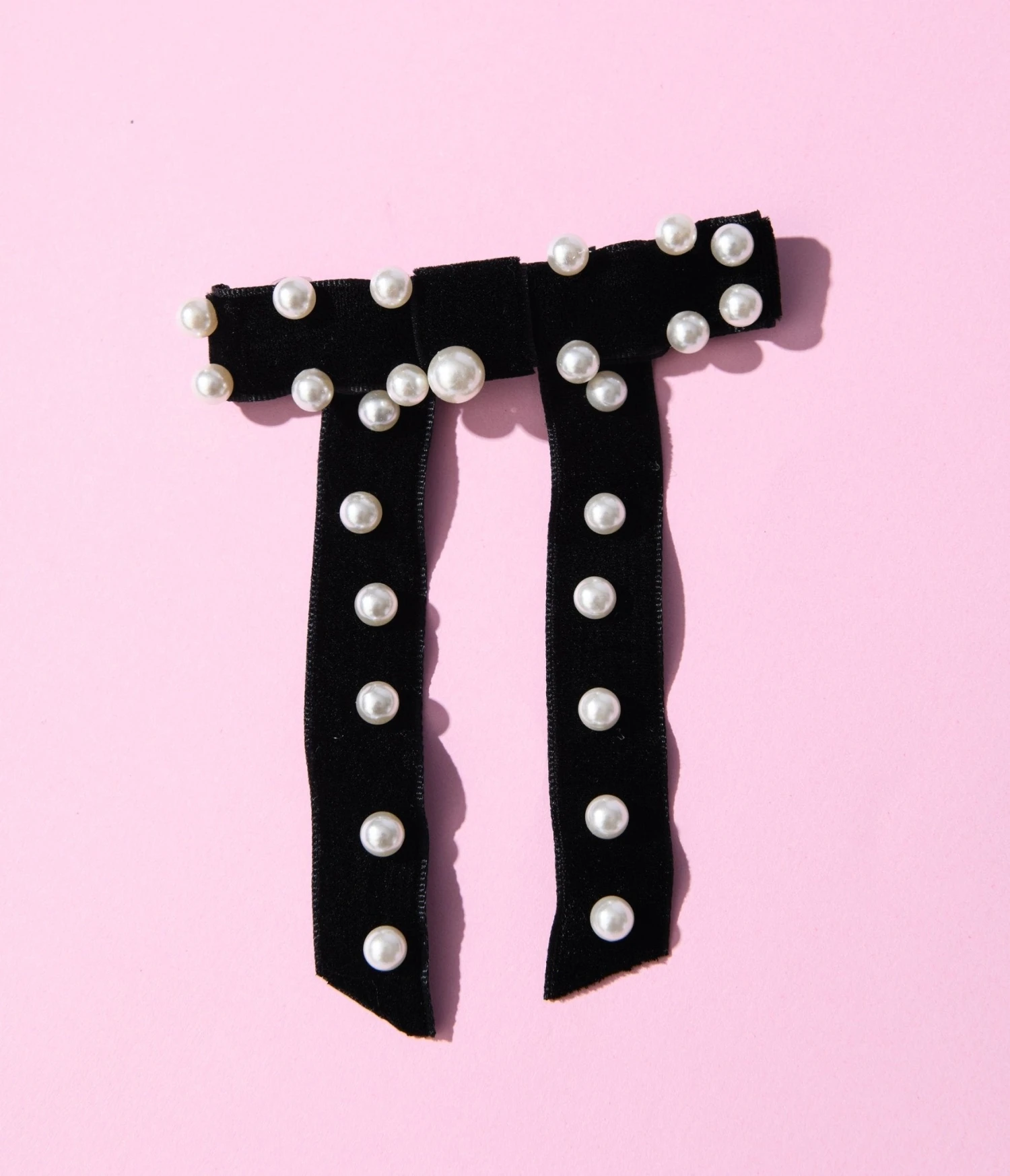 Black Velvet & Pearl Bow Clip 2 Black Velvet & Pearl Bow Clip - Image 2