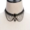 Black Victorian Lace & Rhinestone Choker