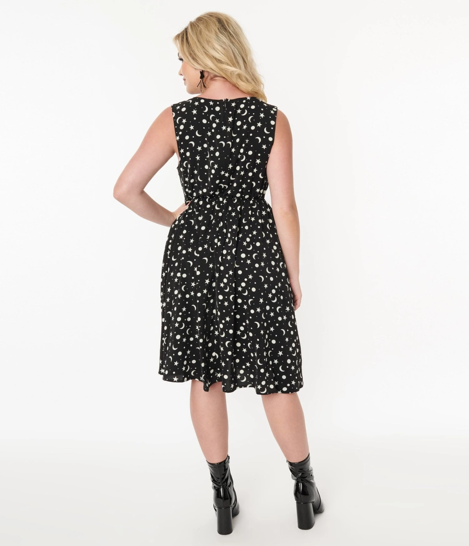 Black & White Celestial Print Flare Dress 3 Black & White Celestial Print Flare Dress - Image 3