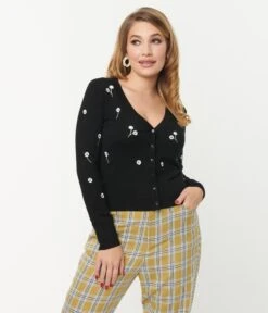 Black & White Daisy Cardigan -New Dress Store black white daisy cardigan 980441