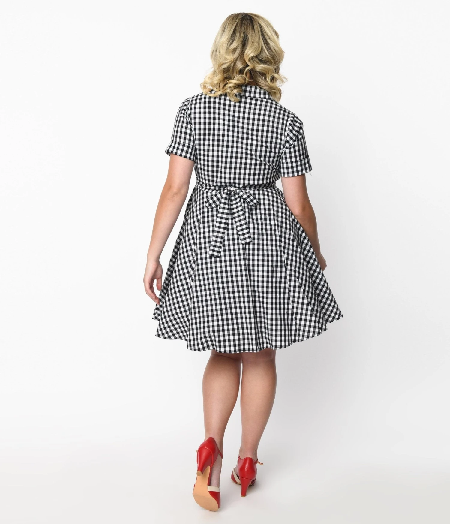 Black & White Gingham Cherry Swing Dress 2 Black & White Gingham Cherry Swing Dress - Image 2