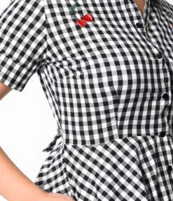 Black & White Gingham Cherry Swing Dress 5 Black & White Gingham Cherry Swing Dress -New Dress Store black white gingham cherry swing dress 903386