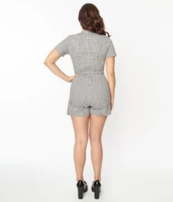 Black & White Gingham Romper 5 Black & White Gingham Romper -New Dress Store black white gingham romper 598285