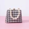 Black & White Houndstooth Pearl Mini Handbag