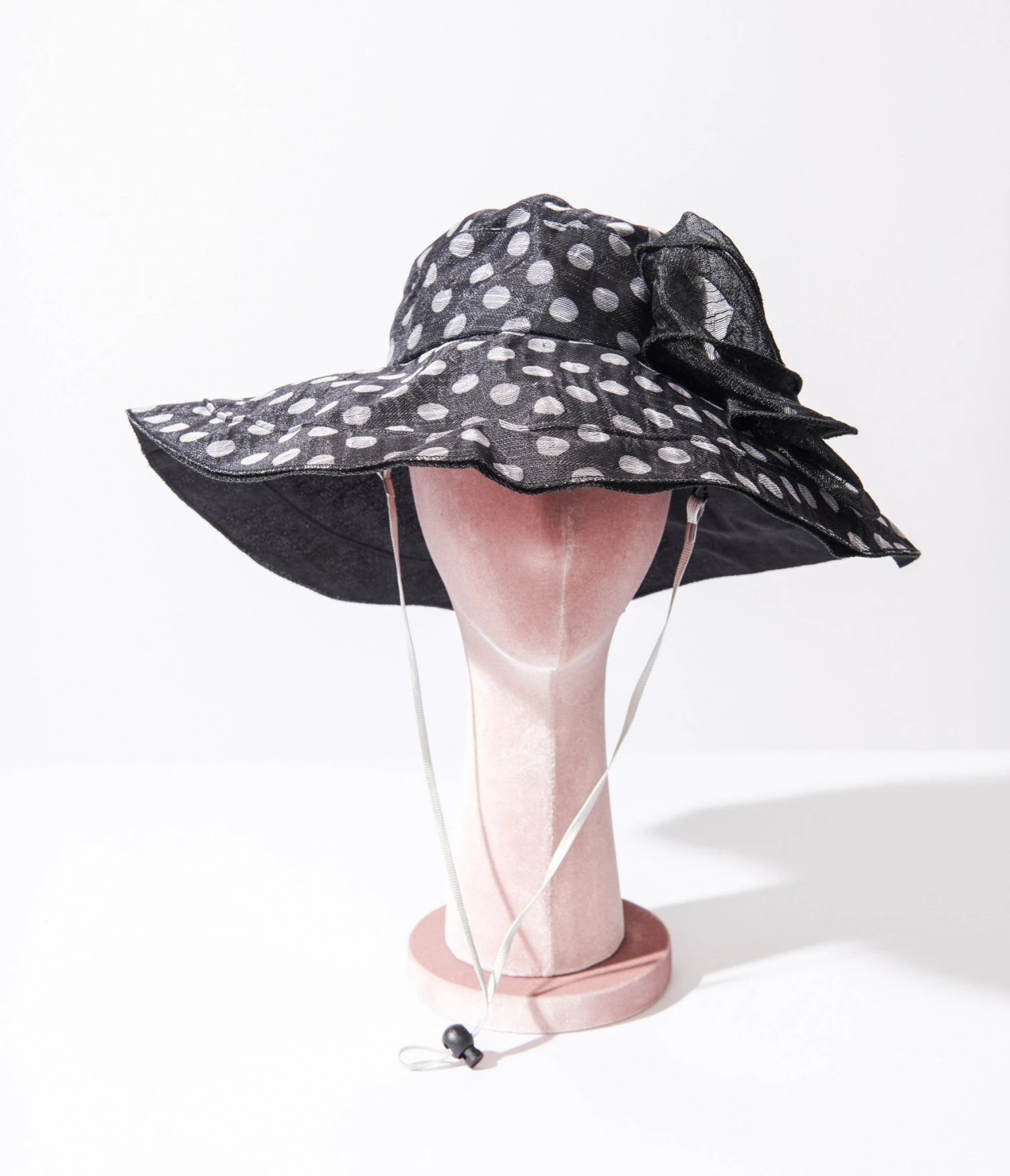 Black & White Polka Dot Bow Sun Hat 2 Black & White Polka Dot Bow Sun Hat - Image 2