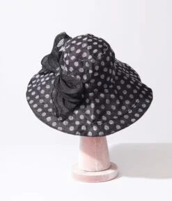 Black & White Polka Dot Bow Sun Hat 5 Black & White Polka Dot Bow Sun Hat -New Dress Store black white polka dot bow sun hat 668668