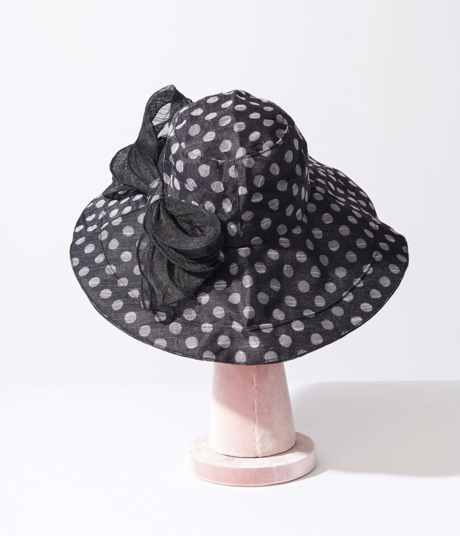 Black & White Polka Dot Bow Sun Hat 3 Black & White Polka Dot Bow Sun Hat - Image 3