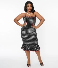 Black & White Polka Dot Peplum Wiggle Dress -New Dress Store black white polka dot peplum wiggle dress 172919