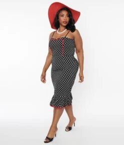 Black & White Polka Dot Peplum Wiggle Dress -New Dress Store black white polka dot peplum wiggle dress 683212