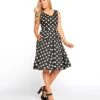 Black & White Polka Dot Sleeveless Swing Dress