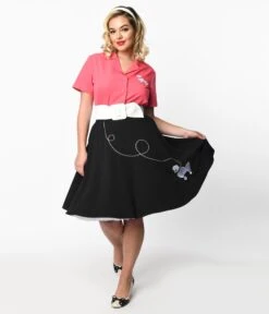 Black & White Poodle Swing Skirt