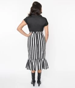 Black & White Stripe Veronica Midi Skirt -New Dress Store black white stripe veronica midi skirt 165461