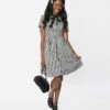 Black & White Striped Rockabilly Fit & Flare Dress