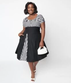 Black & White Striped Swing Dress 9 Black & White Striped Swing Dress -New Dress Store black white striped swing dress 509867