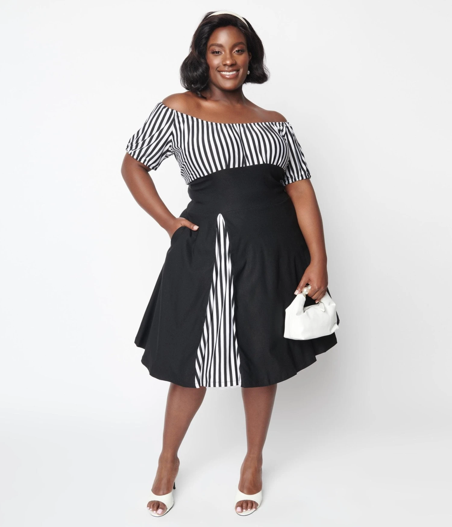 Black & White Striped Swing Dress 4 Black & White Striped Swing Dress - Image 4