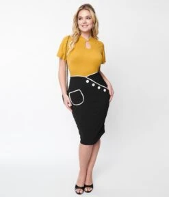 Black & White Trim Pencil Skirt 9 Black & White Trim Pencil Skirt -New Dress Store black white trim pencil skirt 542761
