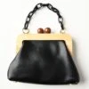 Black & Wood Leatherette Handbag