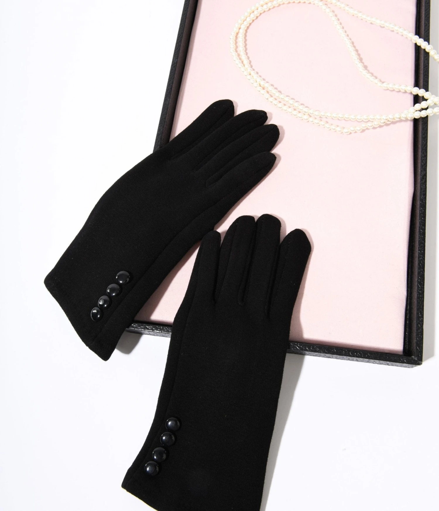 Black Wrist Length Buttons Texting Gloves 1 Black Wrist Length Buttons Texting Gloves