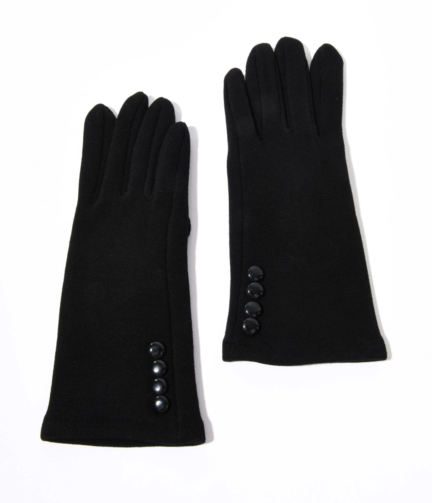Black Wrist Length Buttons Texting Gloves 2 Black Wrist Length Buttons Texting Gloves - Image 2