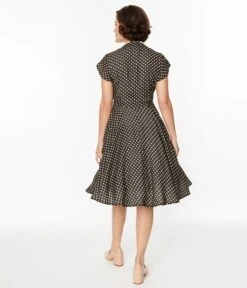 Black & Yellow Polka Dot Swing Dress -New Dress Store black yellow polka dot swing dress 590702