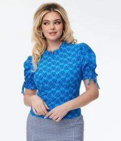 Blue Driftwood Floral Top -New Dress Store blue driftwood floral top 253245