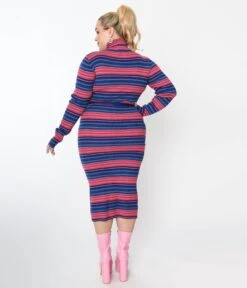 Blue & Fuchsia Striped Midi Bodycon Dress 5 Blue & Fuchsia Striped Midi Bodycon Dress -New Dress Store blue fuchsia striped midi bodycon dress 200474