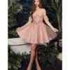Cinderella Divine Blush Glitter Tulle Off Shoulder Corset Mini Dress