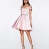 Cinderella Divine Blush Pink Satin Flare Prom Dress